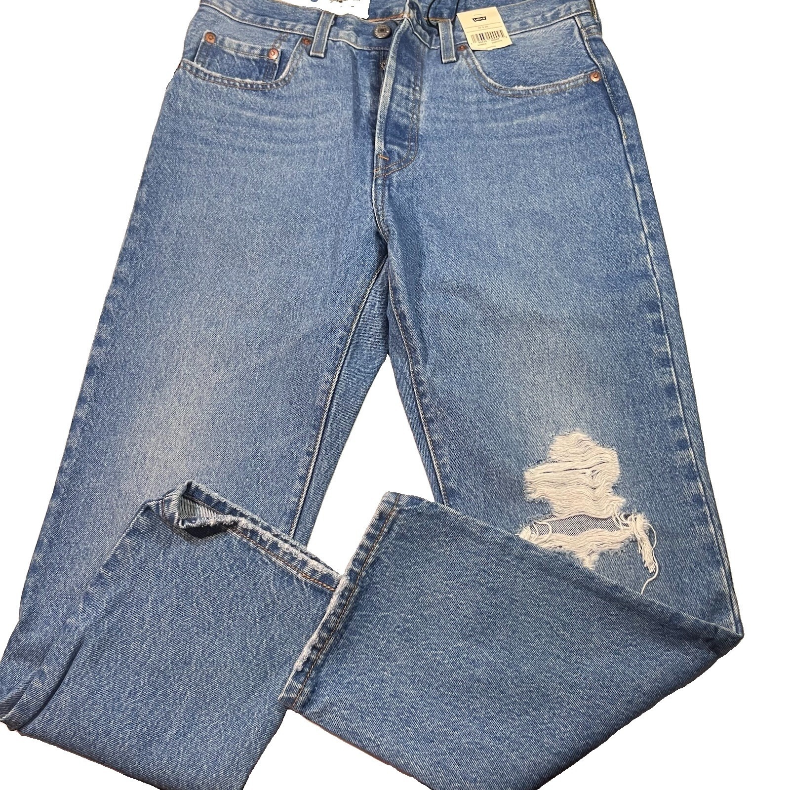 Levi's Premium 501 Original Cropped Button Fly Jeans Womens 27x26 Blue Denim Nwt